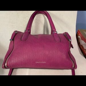 Calvin Klein Fuchsia Leather Satchel